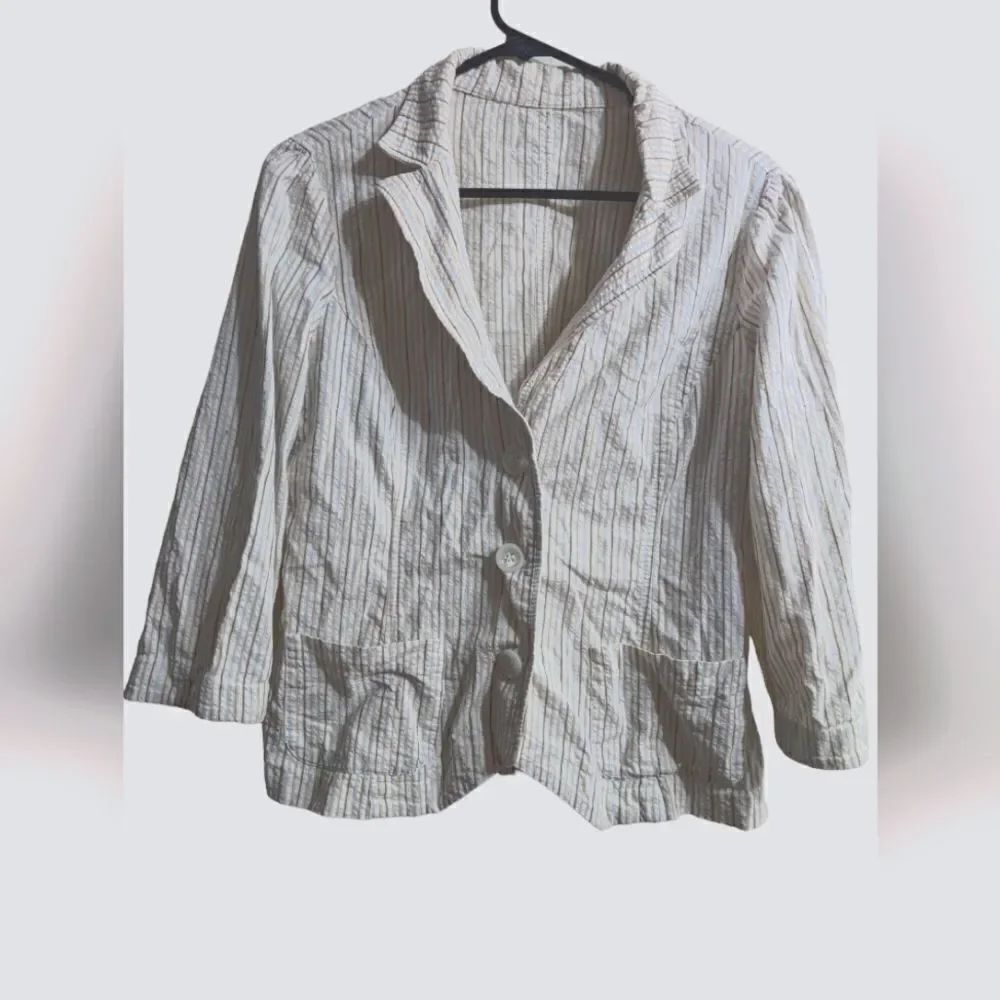 Cotton lightweight striped blazer size M, 3/4 length sleeves